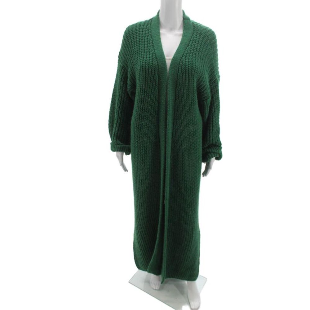 Iris Womens Cardigan Green V Neck Pullover Bohemian Long Sleeve Size One Size